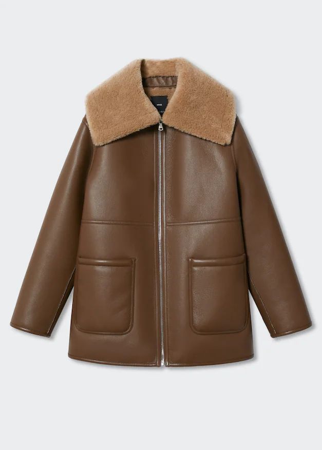 Faux shearling-lined coat -  Women | Mango USA | MANGO (US)