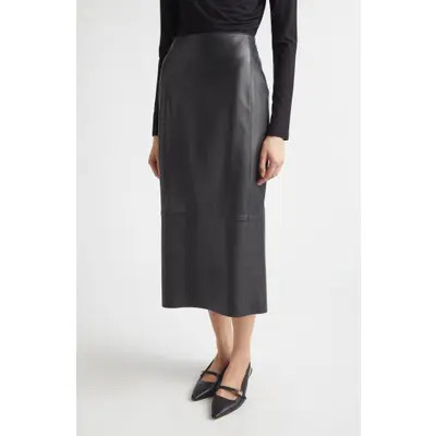 Vince Leather Midi Skirt in Black at Nordstrom, Size 10 | Nordstrom