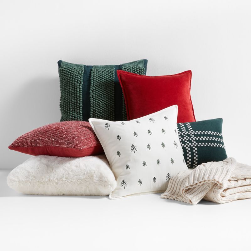 Classic Red and Green Holiday Throw Pillow Arrangement | Crate & Barrel | Crate & Barrel