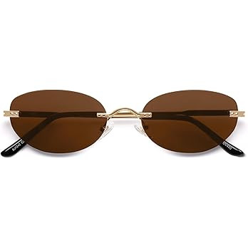SOJOS Retro Small Oval Sunglasses Womens Trendy Rimless Sun Glasses Vintage Narrow Shades SJ1242 | Amazon (US)