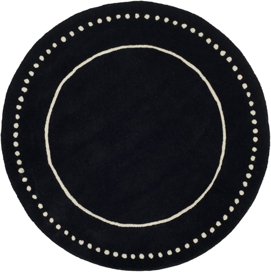 SAFAVIEH Bella Collection 9' Round Black/Ivory BEL151E Handmade Dotted Border Premium Wool Entryw... | Amazon (US)