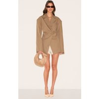 Taupe Tailored Cinched Waist Blazer | PrettyLittleThing US
