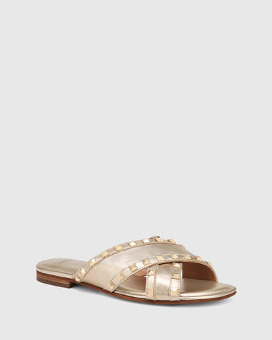 Calabria Tuscan Gold Leather Flat Sandal | Wittner