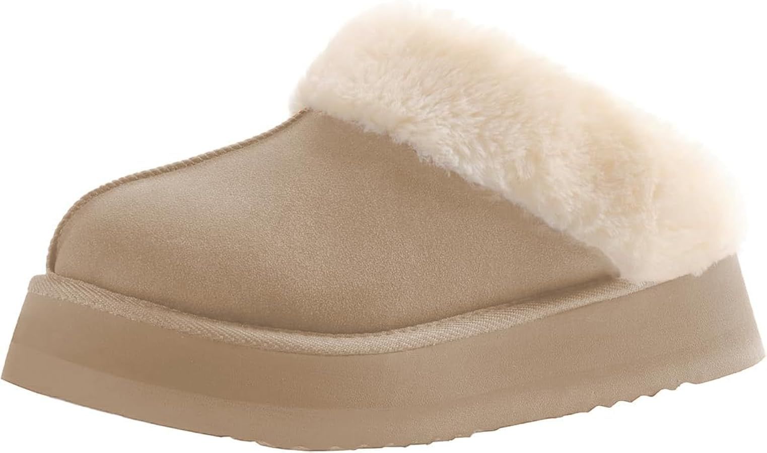 LazyStep Women's Moody Fuzzy Platform Slippers with Comfort Memory Foam, Slip-on Warm Outdoor Ind... | Amazon (US)