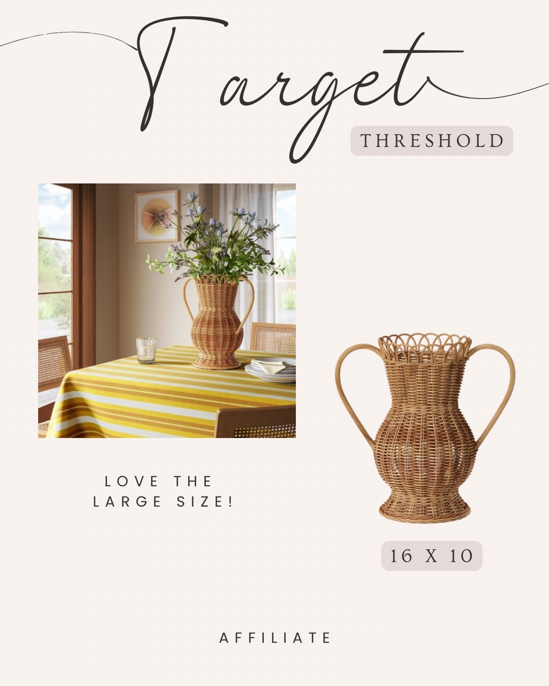 New rattan Threshold vase from Target! I like the larger size on this one...16” tall! 

#LTKSeasonal #LTKFindsUnder50 #LTKHome