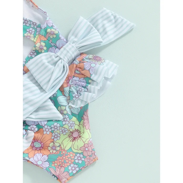 Toddler Baby Girl One Piece Swimsuit Floral Strap Sleeveless Bathing Suit Backless Ruffles Swimwe... | Walmart (US)