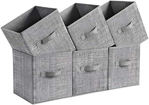 SONGMICS Storage Boxes, Set of 6, Non-Woven Fabric Foldable Storage Cubes, Toy Clothes Organizer ... | Amazon (US)