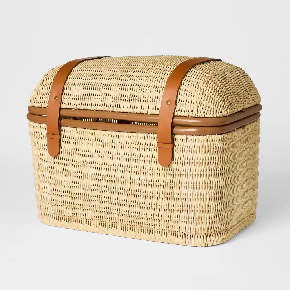 21" Woven Rattan Storage Trunk Brown - Threshold designed with Studio McGee | eBay US