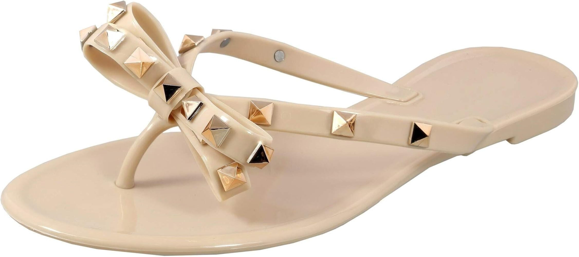 Womens Studded Flip Flops with Bow Open Toe Jelly Sandals | Amazon (US)