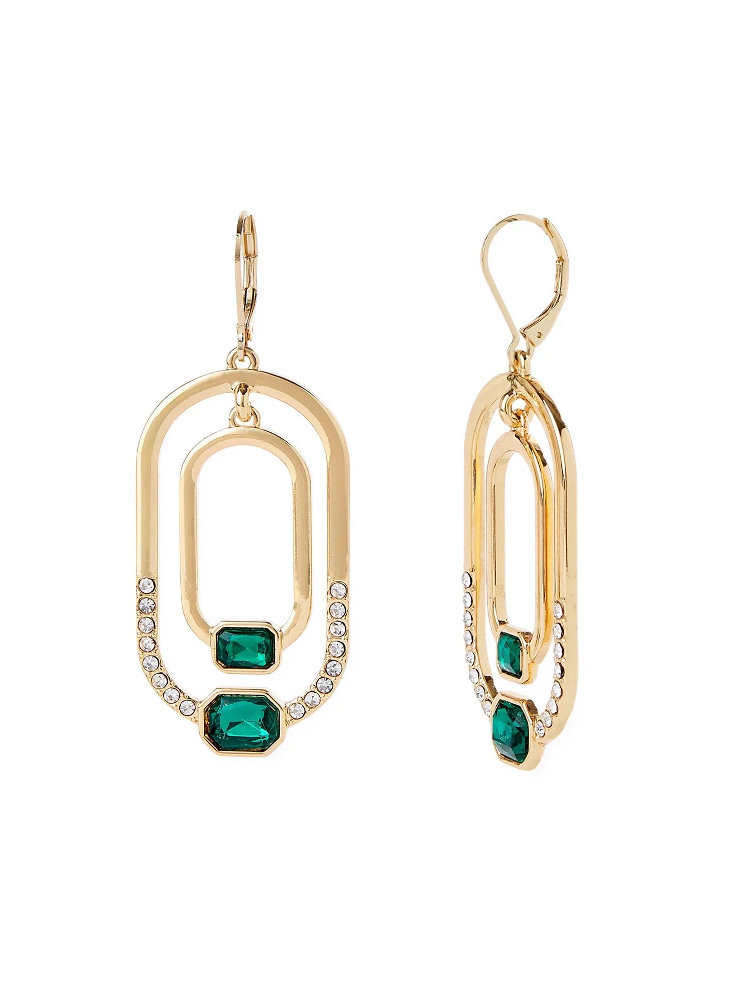 Sofia Jewelry by Sofia Vergara Women's Green Stone Orbital Earrings | Walmart (US)