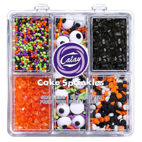 Halloween Sprinkles Edible, 5oZ Fall Eyeball Sprinkles for Cake Decorating with White Black Orange Confetti Nonpareils Jimmies and Sugar, Cupcakes Cookie Ice Cream Baking Toppings | Amazon (US)