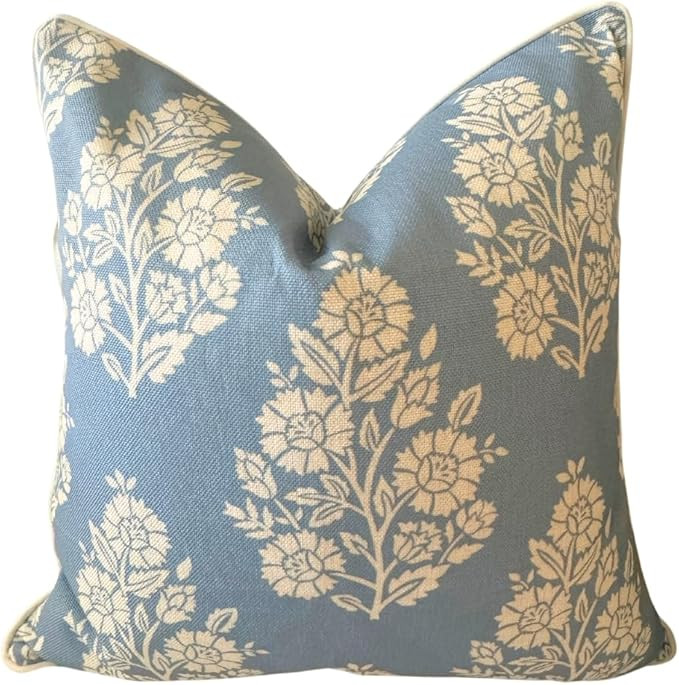 Jillien Harbor Grandmillennial Pillow Cover 20" x 20" Throw Pillow for Home Hazel Blue White Flor... | Amazon (CA)