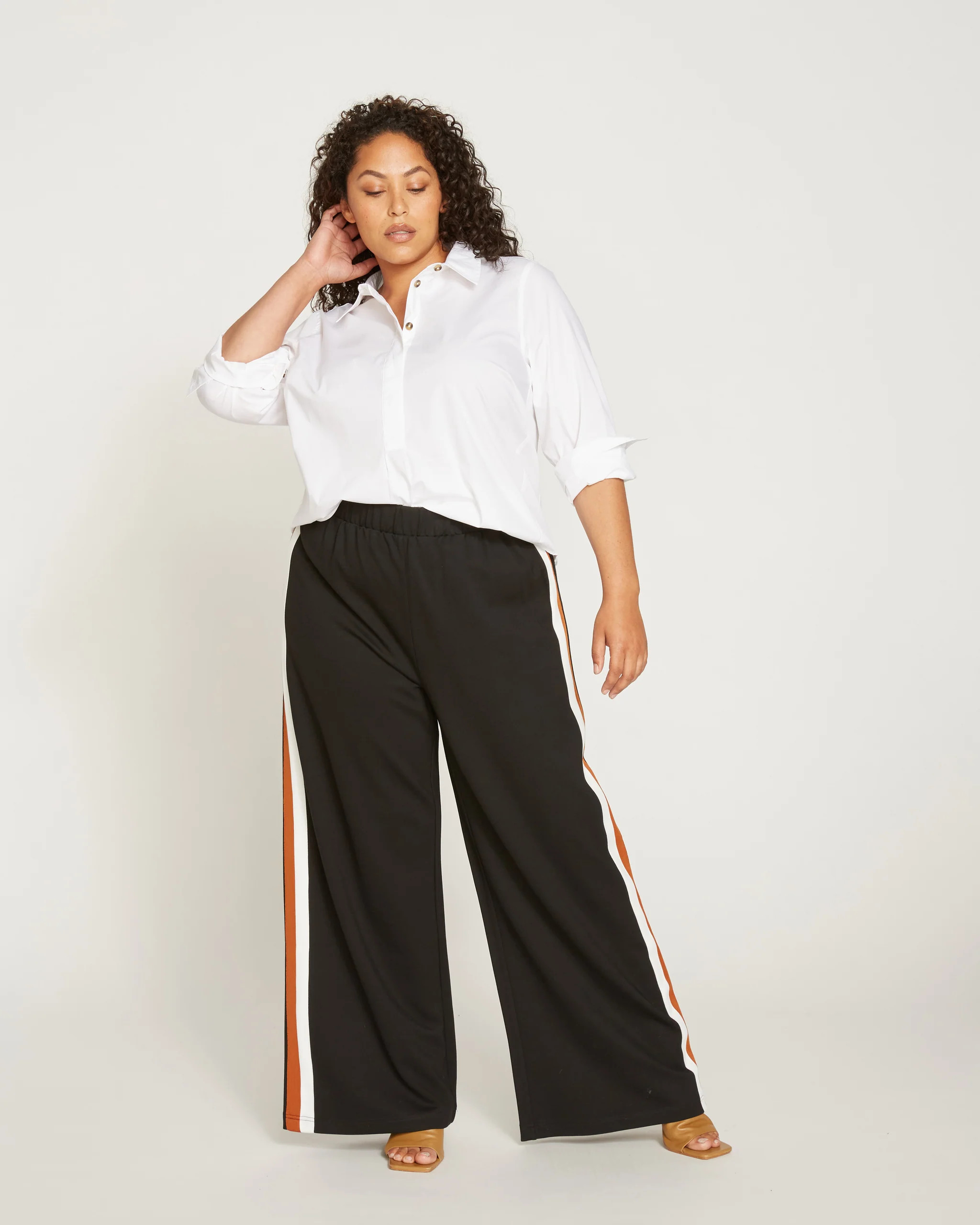 Stephanie Wide Leg Stripe Ponte Pants 30 Inch | Universal Standard