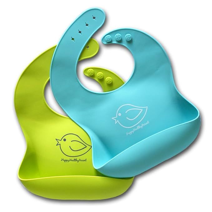 Silicone Baby Bibs Easily Wipe Clean - Comfortable Soft Waterproof Bib Keeps Stains Off, Set of 2... | Amazon (US)