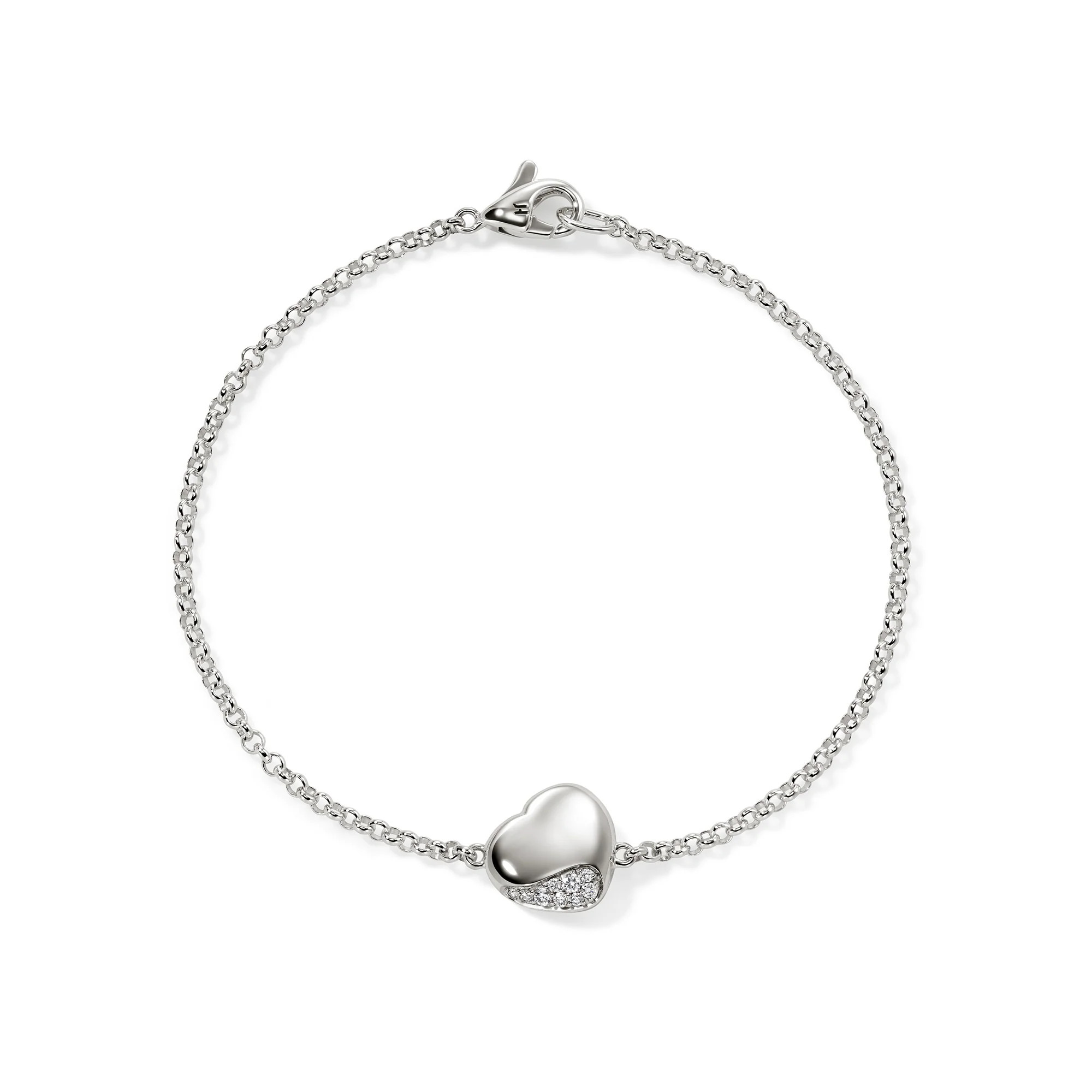 Pebble Heart Bracelet, Silver, Diamonds|BUP926702DI | John Hardy