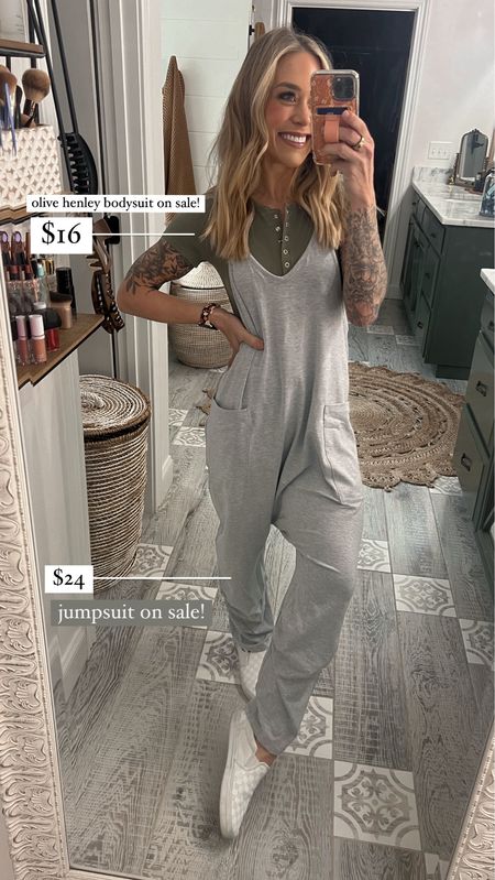 One of my fave jumpsuits is on sale today on Pink Lily! Perfect for spring break comfy travel😎👏🏼🤎 in the S! Oversized and baggy! $24 today! & the olive bodysuit is $16! In the XS/S🌿

Sale / spring fits / casual / lounge / Holley Gabrielle  

#LTKfindsunder50 #LTKsalealert #LTKSeasonal
