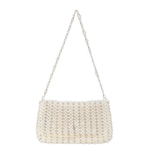 CHIC DIARY Pearl Purse for Women White Beaded Shoulder Bag Small Pearl for Wedding Clutch Evening Purse with Pearls | Amazon (US)