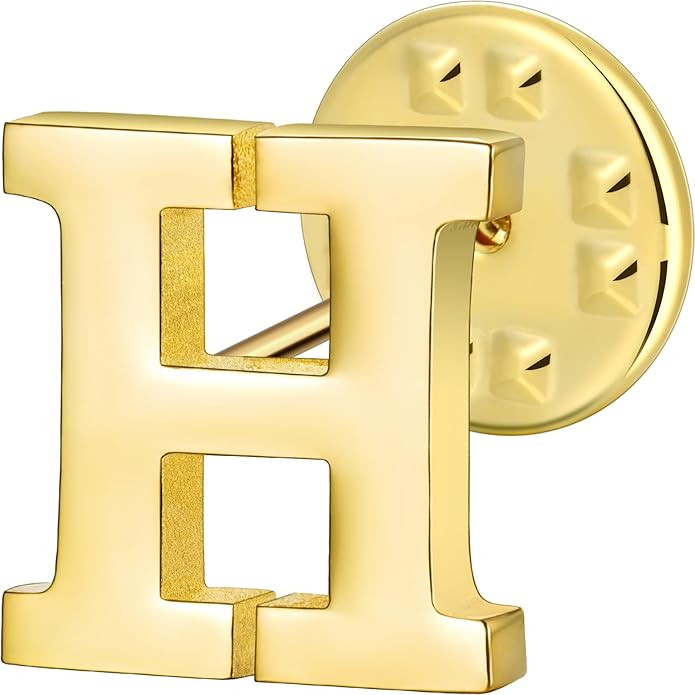 Initial Lapel Pin for Men Women, Brooch Pins for Men Suits, Metal Button Pins in 18K Gold and Sil... | Amazon (US)