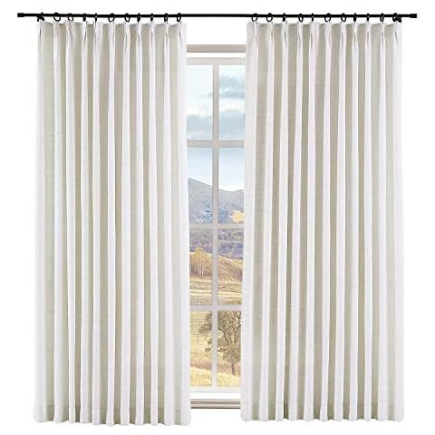 TWOPAGES 52 W x 96 L inch Pinch Pleat Unlined Darkening Drape Faux Linen Curtain Drapery Panel fo... | Amazon (US)