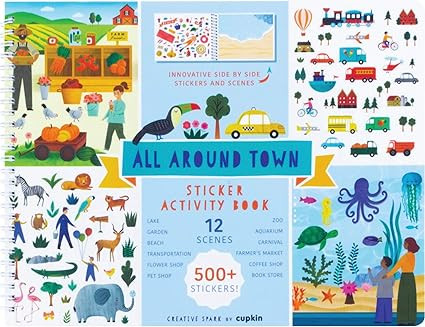 All Around Town Activity Book Innovative Side by Side Sticker Books - Spiral Binding Allows The S... | Amazon (US)