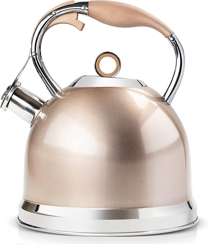Tea Kettle - HIHUOS Whistling Tea Pots for Stove Top - Sleek Stainless Steel Stovetop Kettle, Eas... | Amazon (US)
