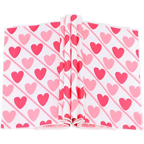 Honeydak 150 Pieces Valentine's Day Wax Paper Sheets Heart Decorative Parchment Sheets Food Basket Liner Greaseproof Paper Liners for Baking Valentines Day Party Favors(Pink Heart) | Amazon (US)