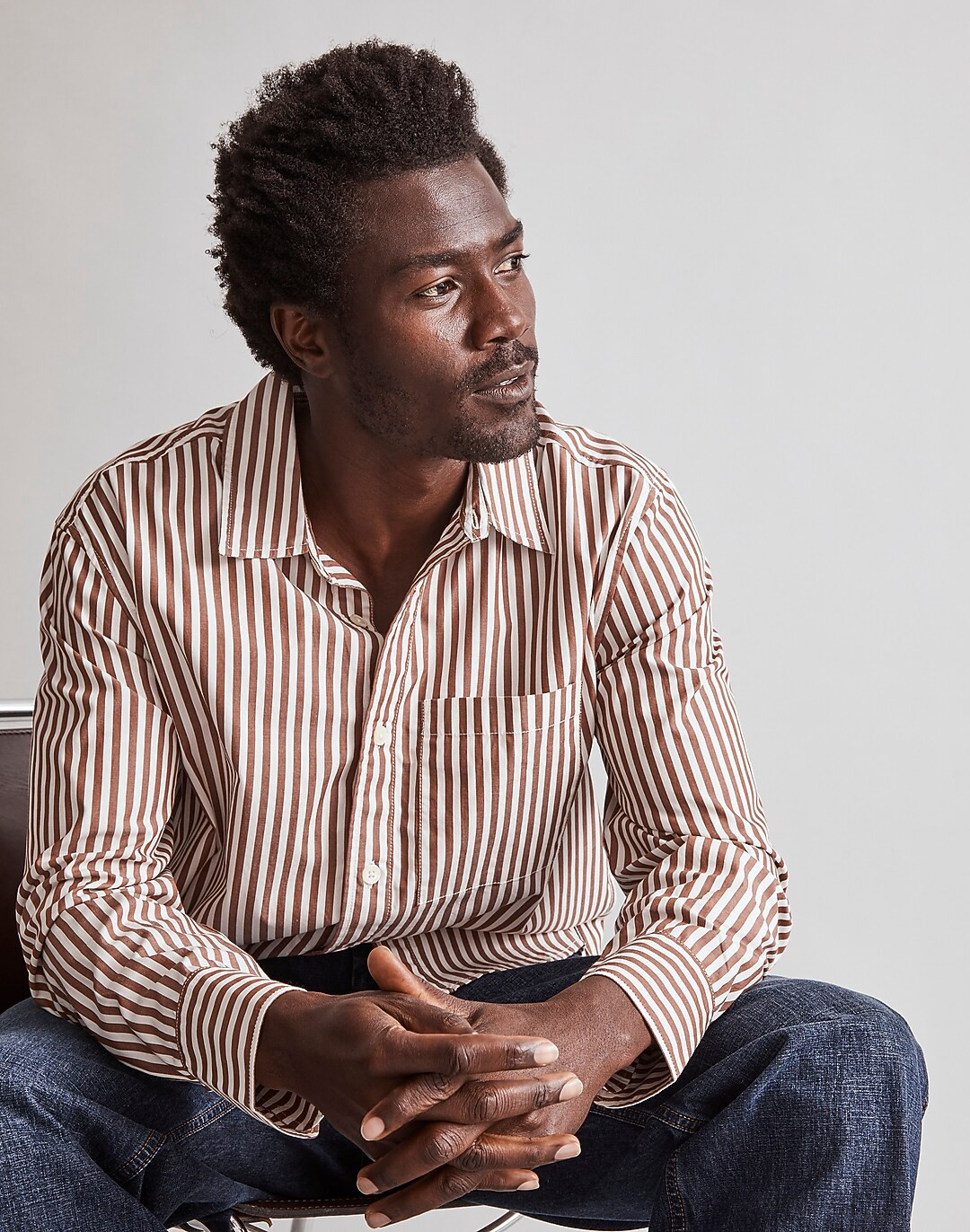 Poplin Easy Long-Sleeve Shirt in Stripe | Madewell