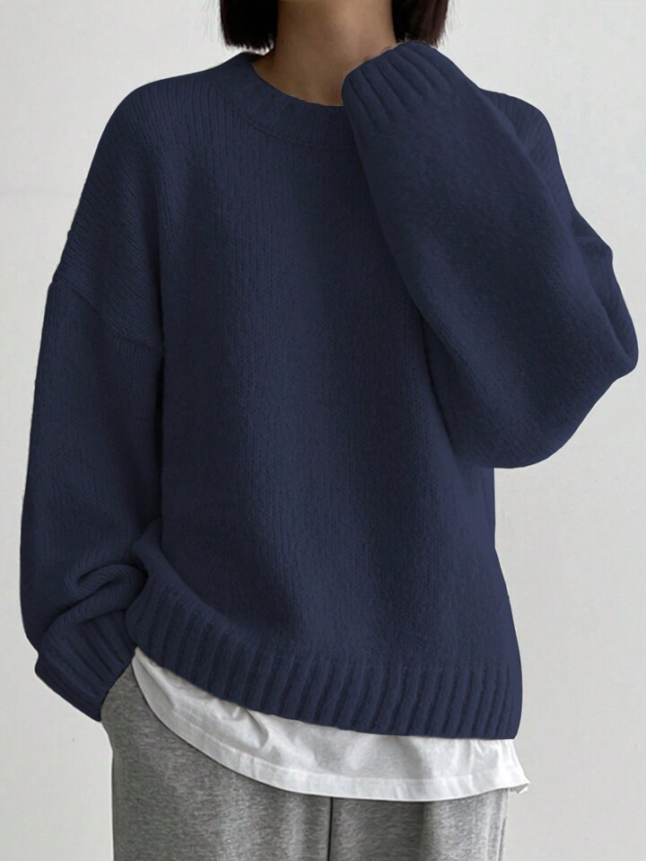 DAZY Solid Drop Shoulder Sweater Without Blouse | SHEIN