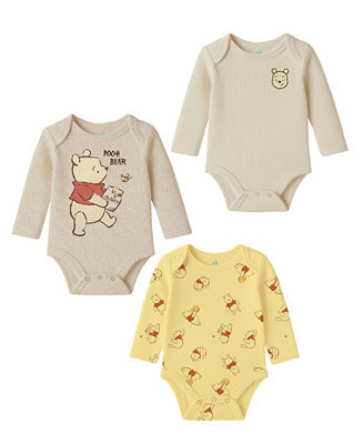 Disney Baby Boys' or Baby Girls' Pooh Long Sleeves Bodysuit, 3-Pack Set - Macy's | Macy's