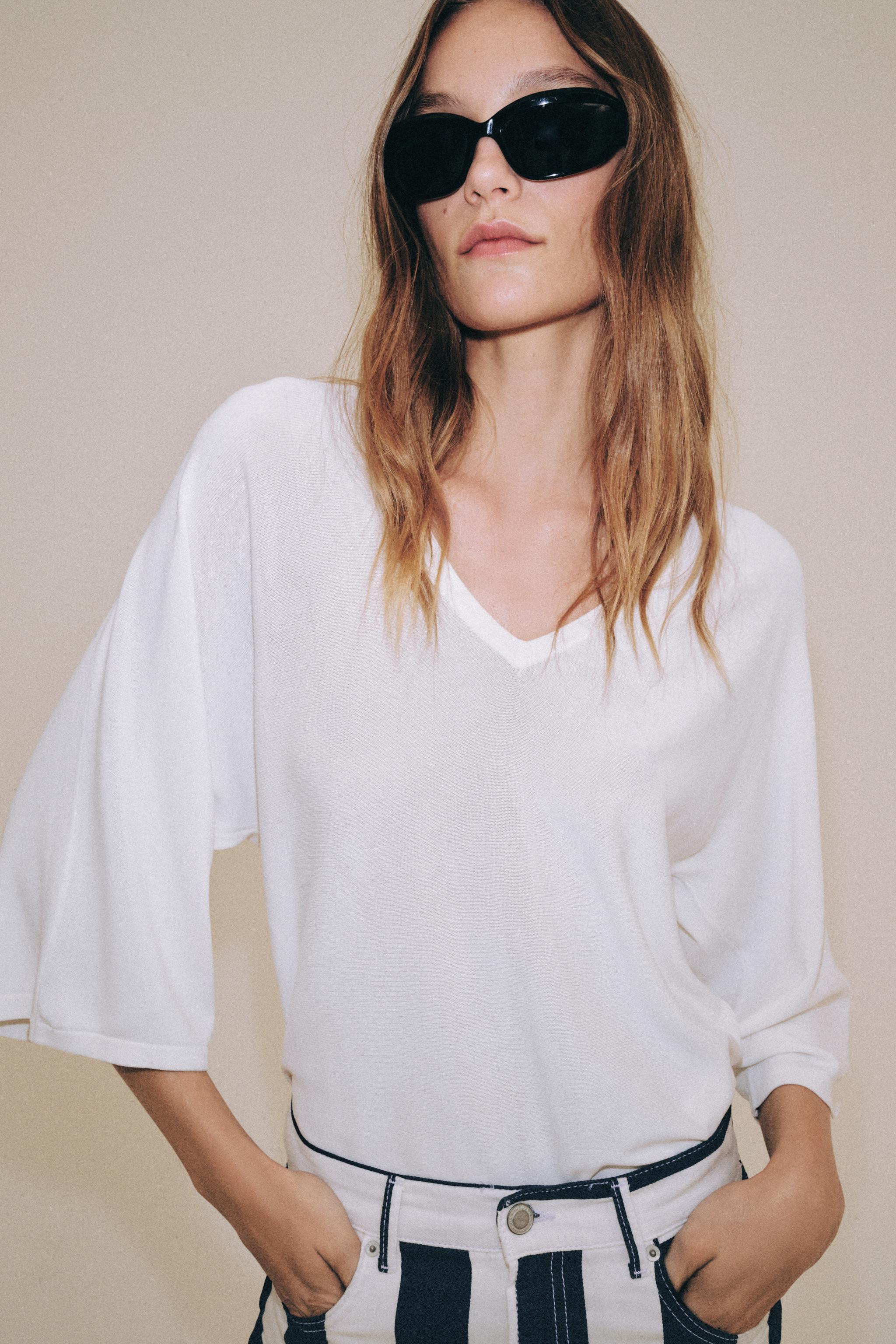 FLUID V-NECK KNIT JUMPER | Zara UK