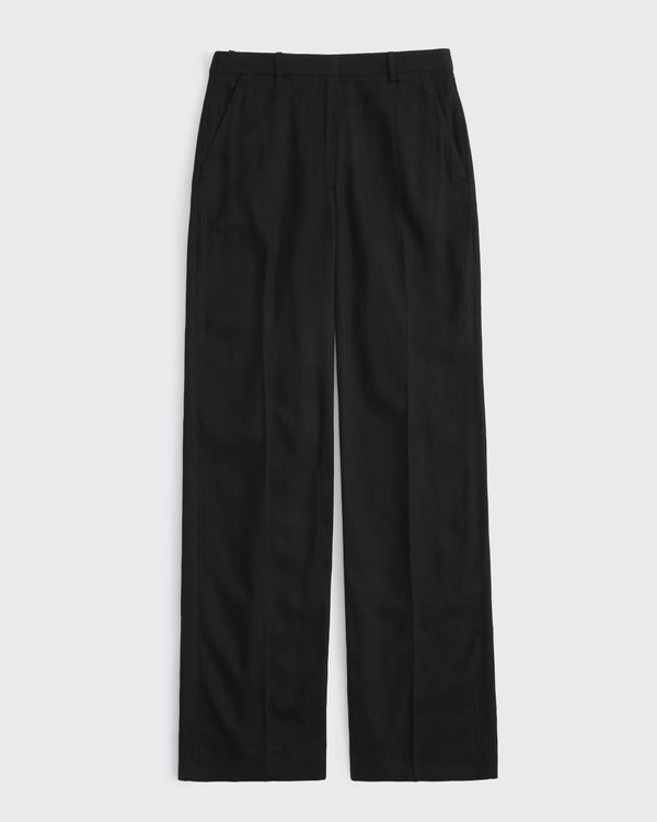 Curve Love Tailored Linen-Blend Wide Leg Pant | Abercrombie & Fitch (US)