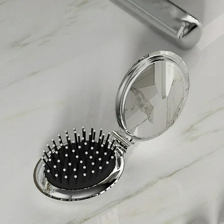 RKZDSR Mini Hair Brush For Purse Pocket Hair Brush With Mirror For Girls Small Portable Mirror With Brush Travel Size Folding Hairbrush For Backpack | Walmart (US)