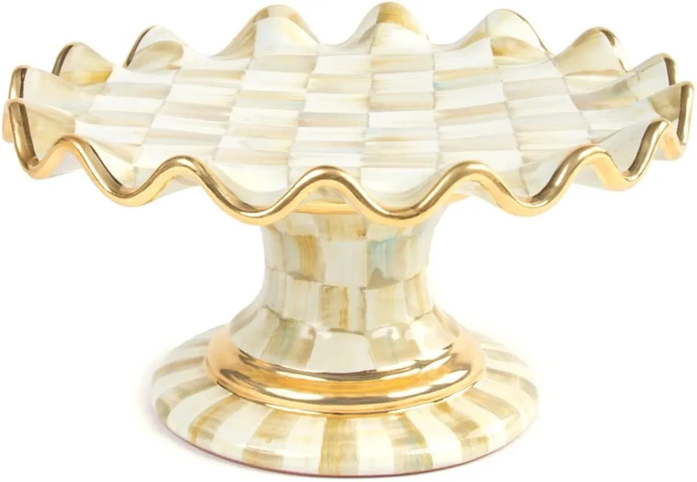 MacKenzie-Childs Parchment Check Fluted Cake Stand | Amazon (US)