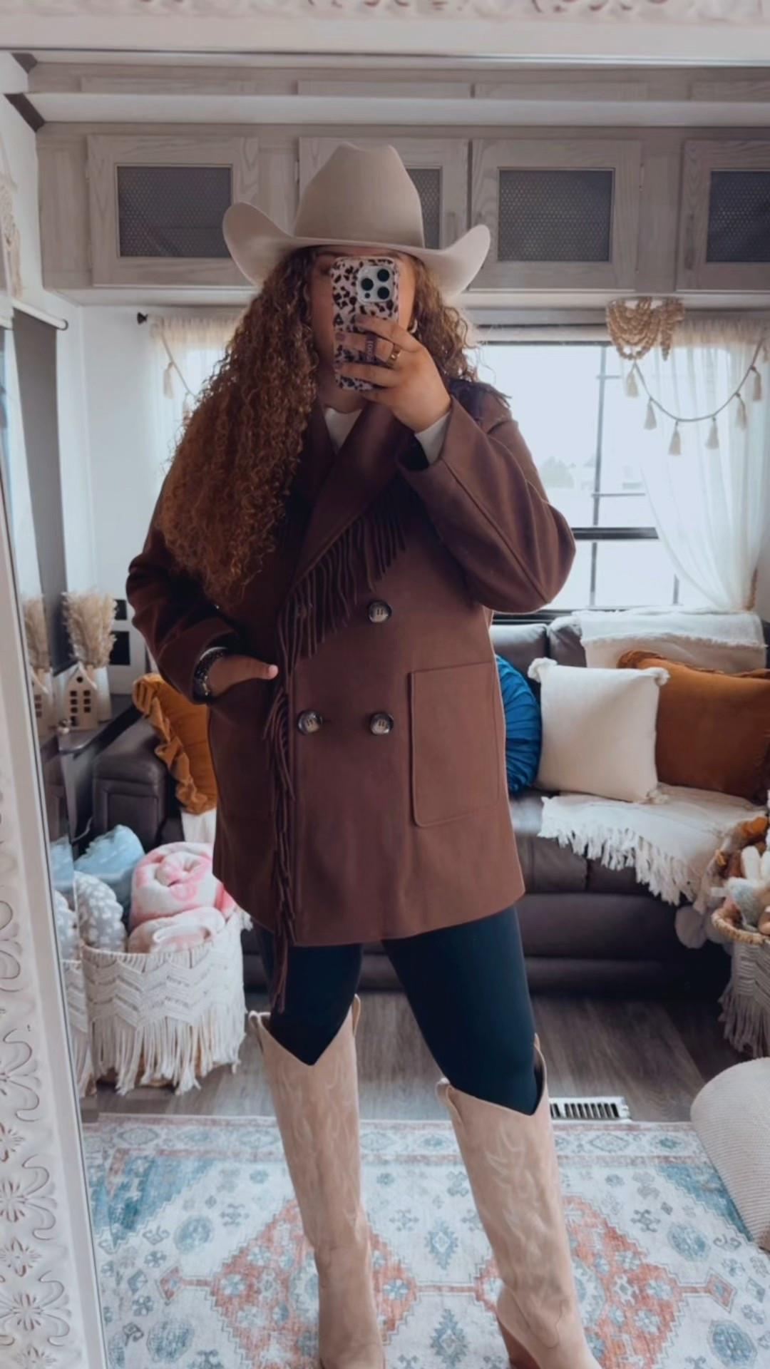 Forever in my western era 🤎
Comfortable, classic, and easy to throw on ✨ brown fringe coat | fringe coat outfit | western fringe jacket | boho western style | nordstrom fashion | nordstrom finds | western chic outfit | cowgirl inspired style | neutral western outfit | fall winter western outfits | white sweater outfit | classic sweater look | everyday sweater | amazon leggings | amazon fashion leggings | black leggings outfit | buttery soft leggings | everyday comfort style | casual western outfit | beige suede cowgirl boots | cowgirl boots outfit | western boots women | neutral cowgirl boots | beige western boots | cowgirl hat outfit | beige cowboy hat | western accessories | western outfit inspo | boho cowgirl aesthetic | modern western style | rodeo outfit inspo

#LTKMidsize #LTKootd #LTKdayinmylife