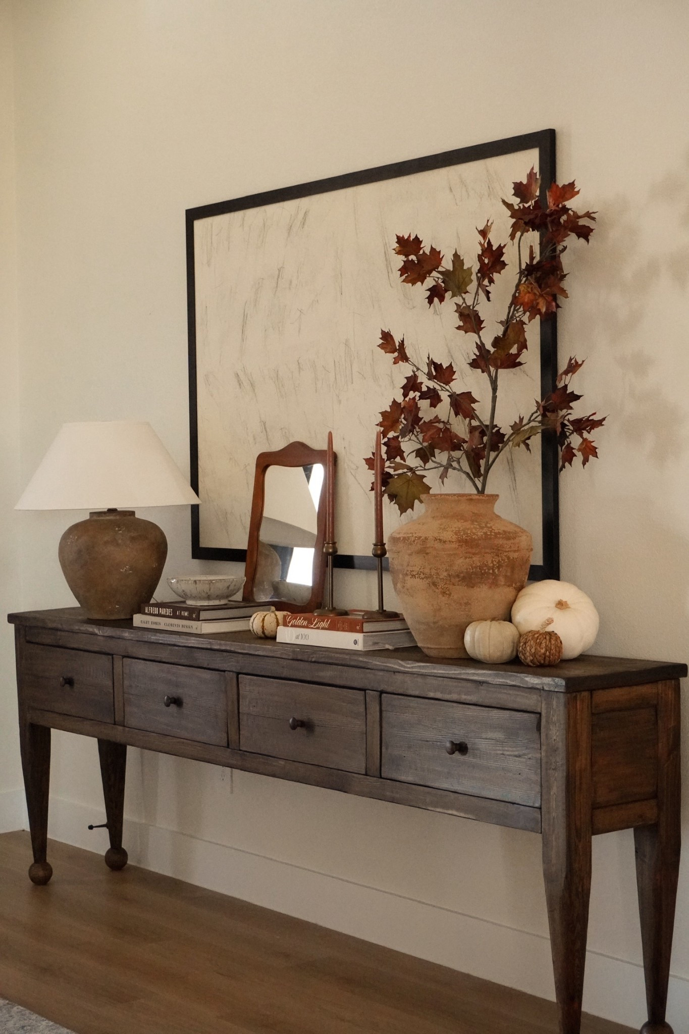 fall entryway styling! very soon this will be looking like Christmas!

console table styling, entryway styling, entry table styling, fall home finds, fall home decor, fall finds, wood console table, etsy furniture, dark wood entry table 

#LTKSeasonal #LTKHome #LTKStyleTip