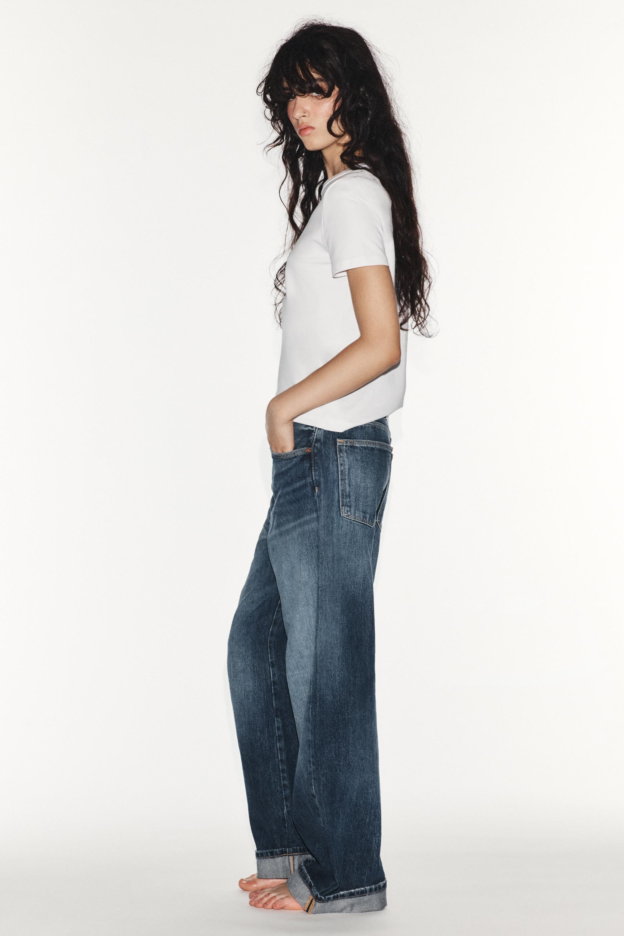 TRF MID-WAIST BAGGY FOLDED JEANS | Zara UK