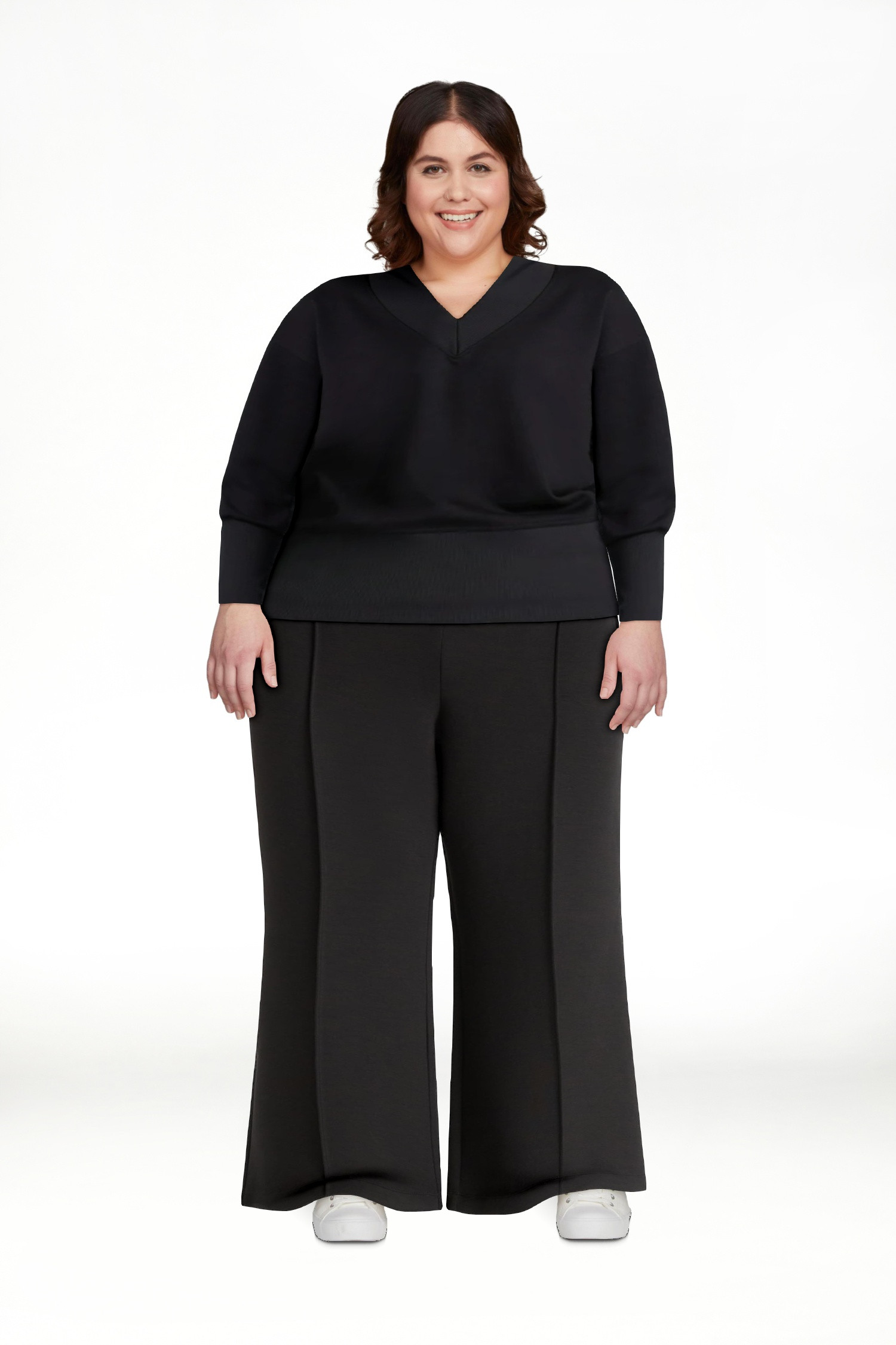 Scoop Women's and Women's Plus New Scubaknit V Neck Sweatshirt, Sizes XS-4X | Walmart (US)