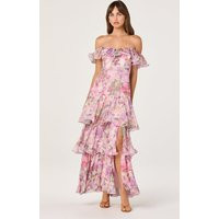 ASTR the Label | Wilder Off-the-Shoulder Chiffon Maxi Dress in Pink lilac floral |  Size XL | ASTR The Label (US)