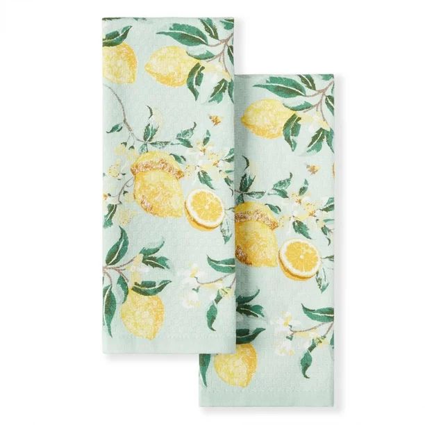 Martha Stewart Lemon Whimsy Cotton Kitchen Towel Set, 2 Piece | Walmart (US)