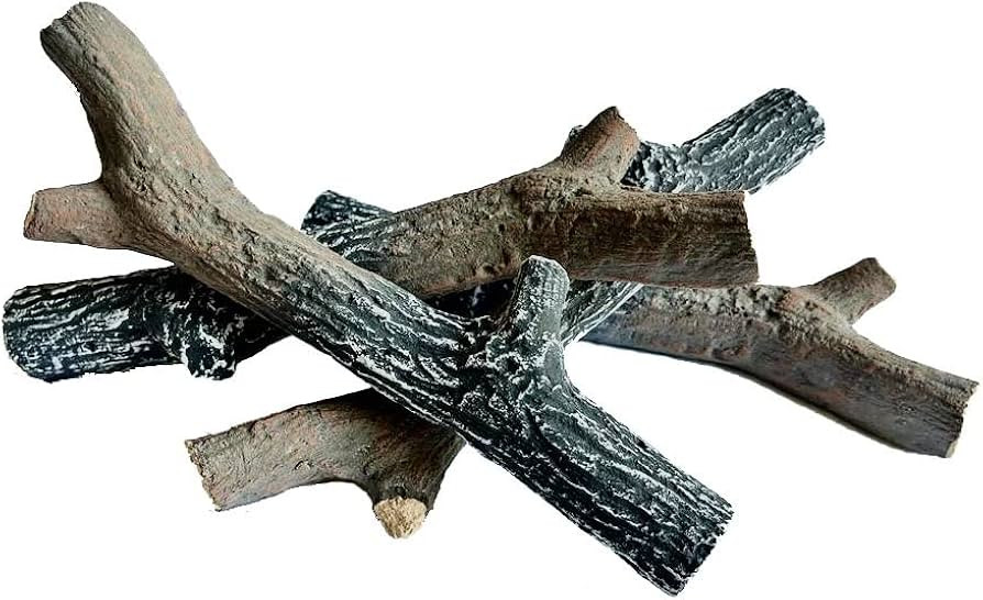 Set of 4 Ceramic Wood Decorative Wood for Bio-Ethanol or Gas Fireplace Heat Resistant Ceramic Log... | Amazon (UK)