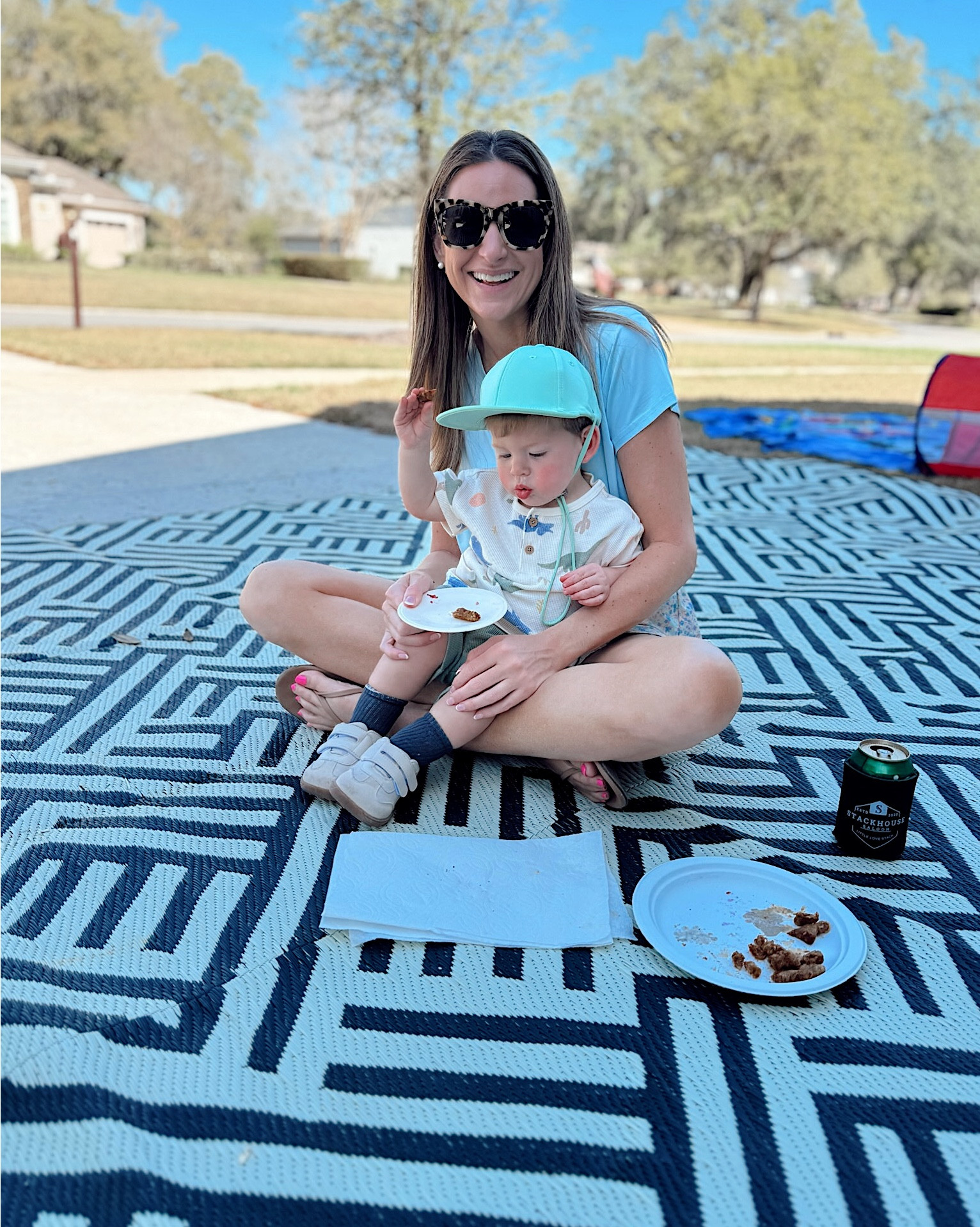 Little driveway picnic with my boy! I’m in a medium top, small shorts, sunglasses and accessories - fits tts. Storms outfit is Walmart and hat and shoes are Amazon! 

#LTKmomlife #LTKootd #LTKKids