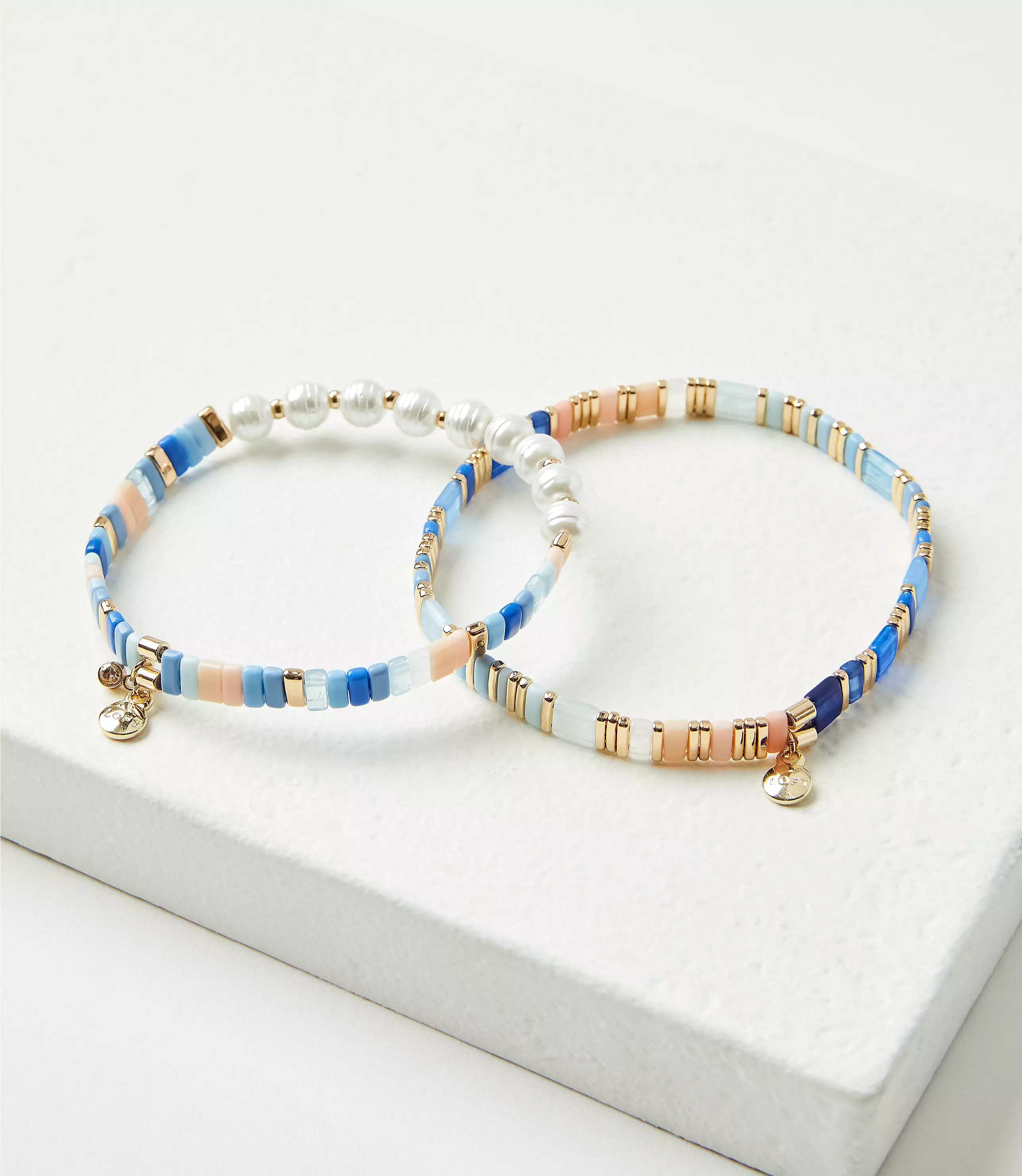 Pearlized Chicklet Bracelet Set | LOFT
