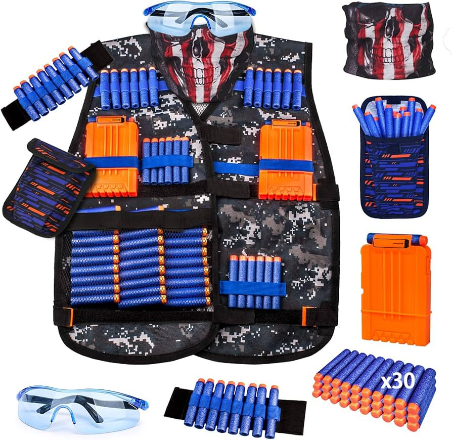 Kids Tactical Vest Kit for Nerf Guns Series with Refill Darts,Dart Pouch, Reload Clips, Tactical ... | Amazon (US)