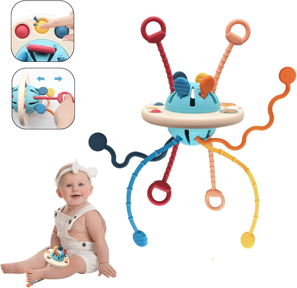 Montessori Baby Toys for 1+ Year Old Sensory Toys for Toddlers 1-3 UFO Pull String Activity Toddl... | Amazon (US)
