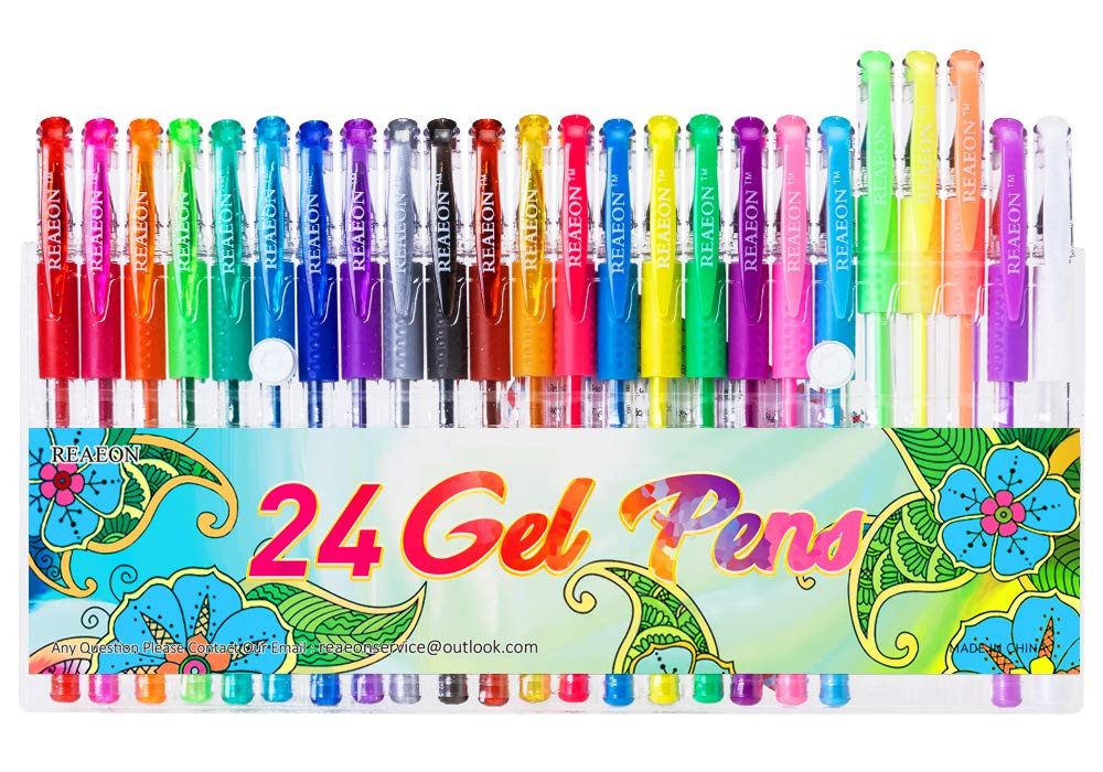 24 Colors Gel Pens, Coloring Gel Pen Art Markers for Journal Adult Coloring Books Drawing Note Ta... | Amazon (US)
