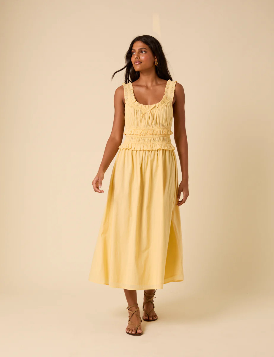 Butter Yellow Sleeveless Ariel Midi Dress | Nobody's Child