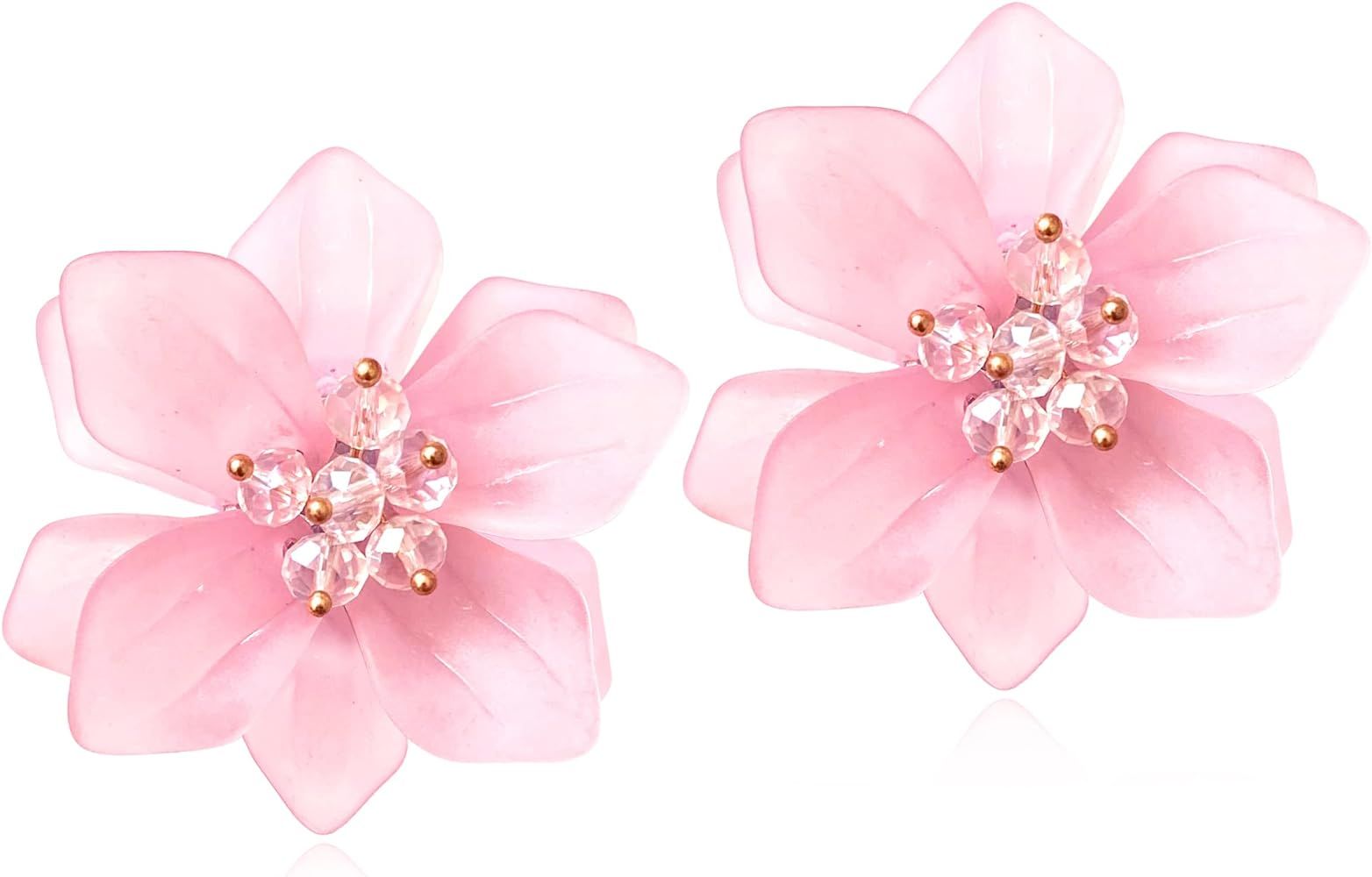 DAMLENG Fashion Bohemian Acrylic Large Flower Stud Earrings Matte Flower Dangle Earrings with Gol... | Amazon (US)