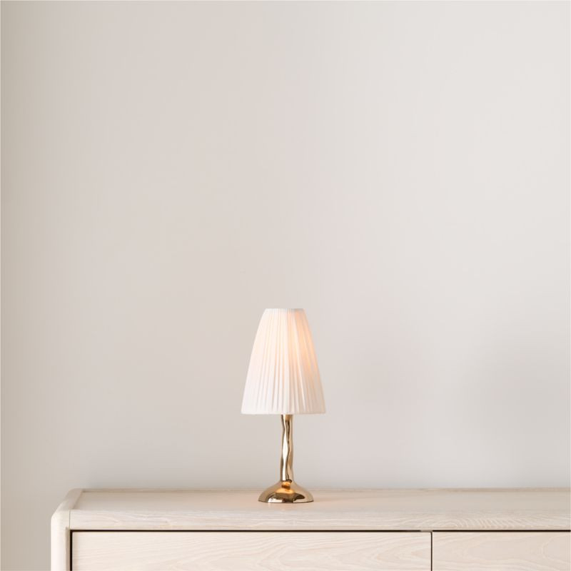 Colette Hammered Brass Mini Table Lamp with Fabric Shade 13 | Crate & Barrel