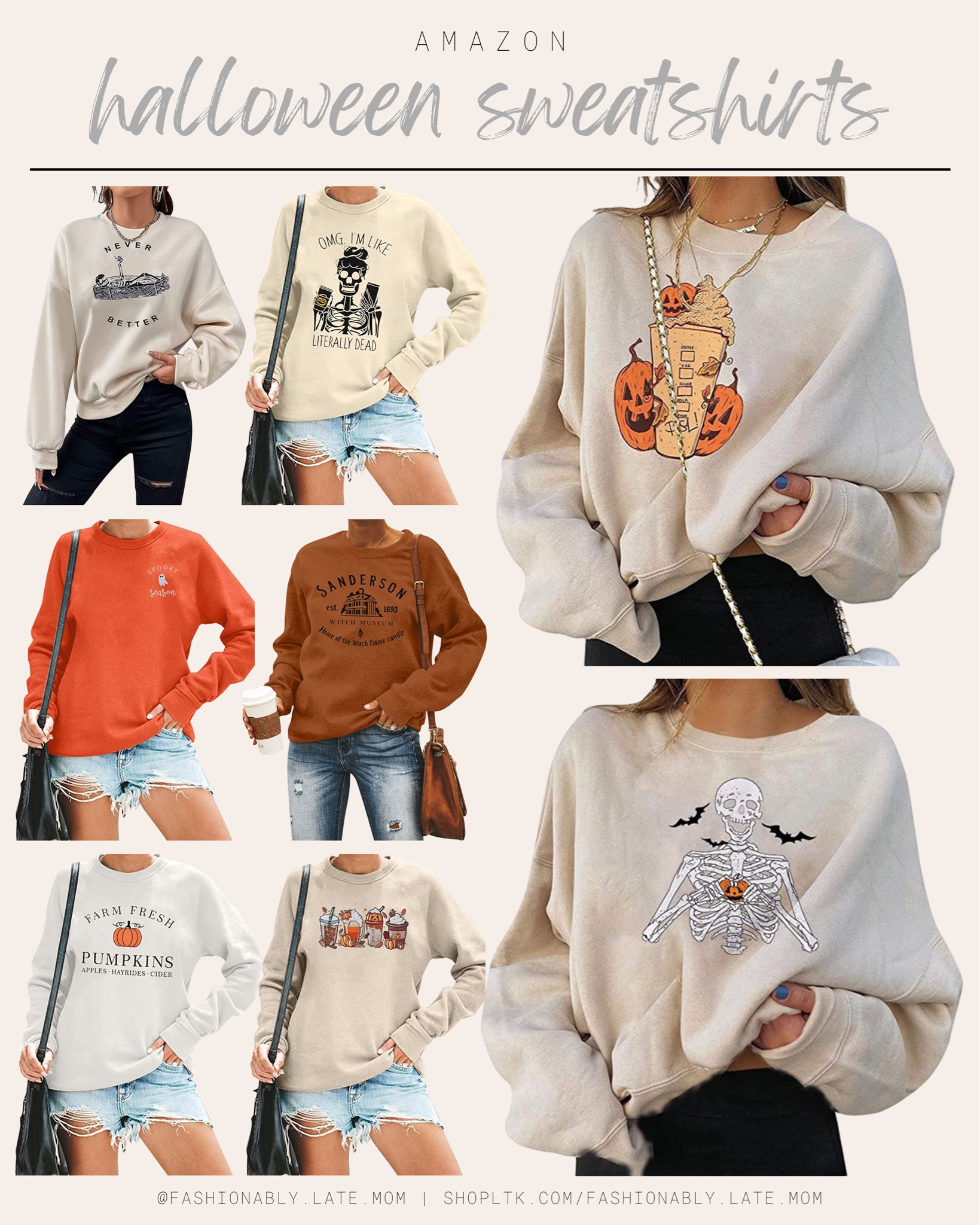 Amazon Halloween Sweatshirts! 

Fall sweaters 
Sweatshirts 
Mom jeans 
Fall bodysuits
Wrap style cardigan
Cozy cardigan
Fall romper
Fall sandals
Fall booties
Winter heels
Two piece sets
Fall sundresses
Distressed denim
Two piece sets
Everyday style
Baseball cap
Running shorts
Nike sneakers
Running shoes
Womens sneakers
Belt bags
Windbreaker
Winter jeans
Cozy jeans
Cozy denim
Fall fashion
Fall style

#LTKSeasonal #LTKstyletip #LTKunder50