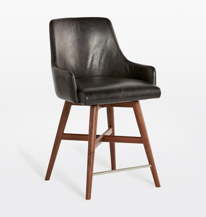 Dexter Leather Swivel Counter & Bar Stool | Rejuvenation